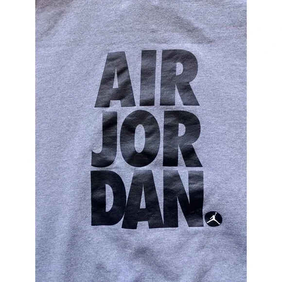 NIKE AIR Jordan Hoodie Adult Men's Large Gray Sweater Logo Graphic Sweatshirt - Picture 6 of 9